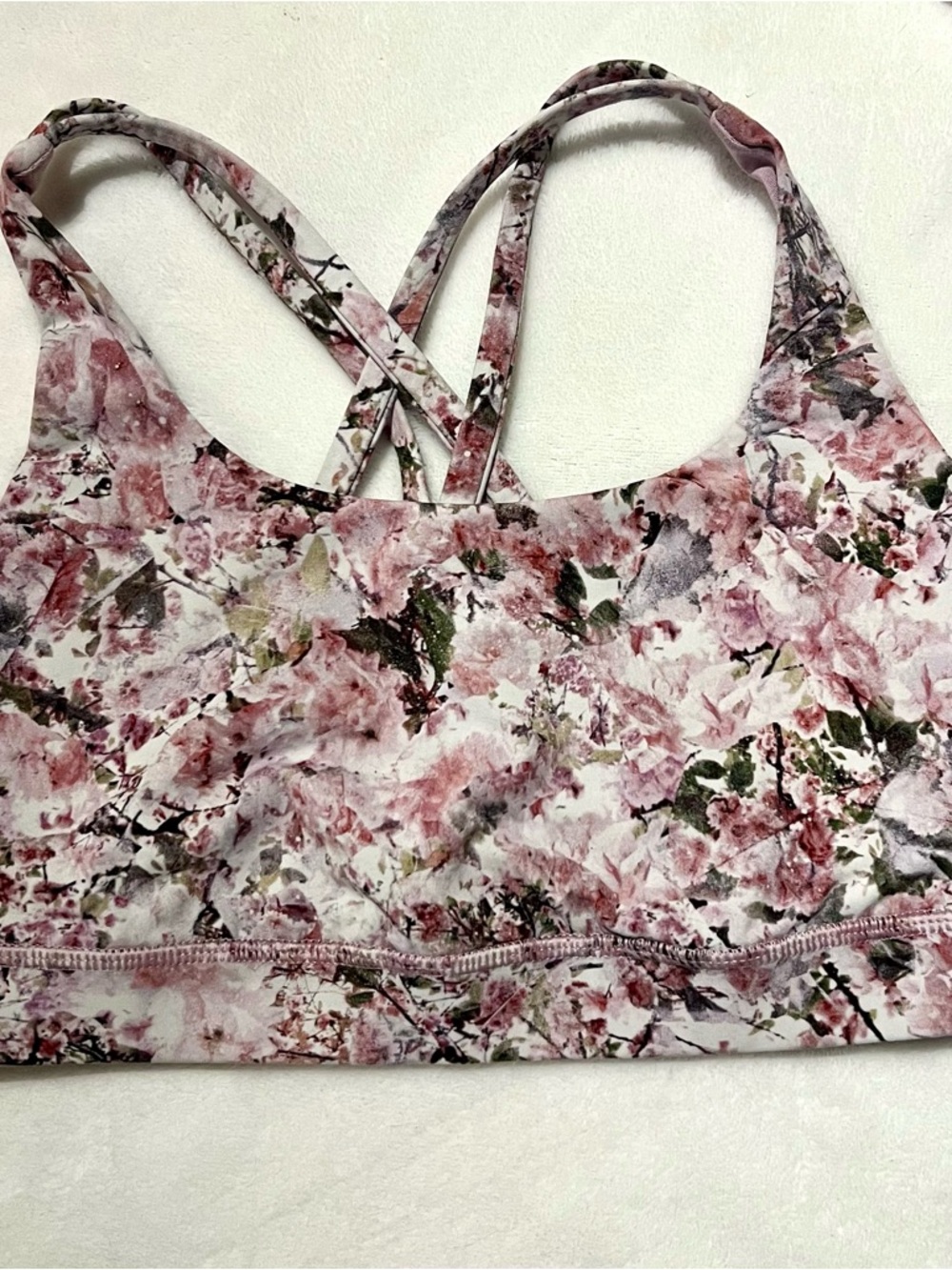 lululemon athletica Floral Pink and Lavender Strappy Sports Bra